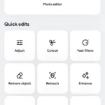 Giao diện người dùng phần chỉnh sửa ảnh (Edit) trong ứng dụng Photoleap trên điện thoại.
