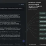 Giao diện NotebookLM hiển thị sơ đồ tư duy Mind Map với một node được chọn, kèm tóm tắt và tùy chọn đặt câu hỏi thêm