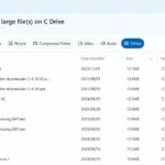 Giao diện PC Manager hiển thị danh sách các tập tin có dung lượng lớn