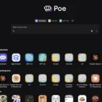 Giao diện Poe AI trên máy tính, thể hiện các mô hình chatbot đa dạng