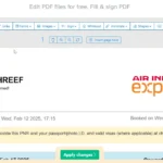 Giao diện Sejda PDF Editor hiển thị các công cụ chỉnh sửa văn bản và hình ảnh trong tài liệu PDF