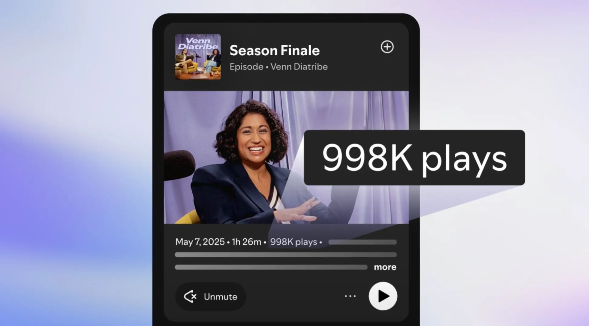 Giao diện Spotify hiển thị chỉ số lượt phát podcast