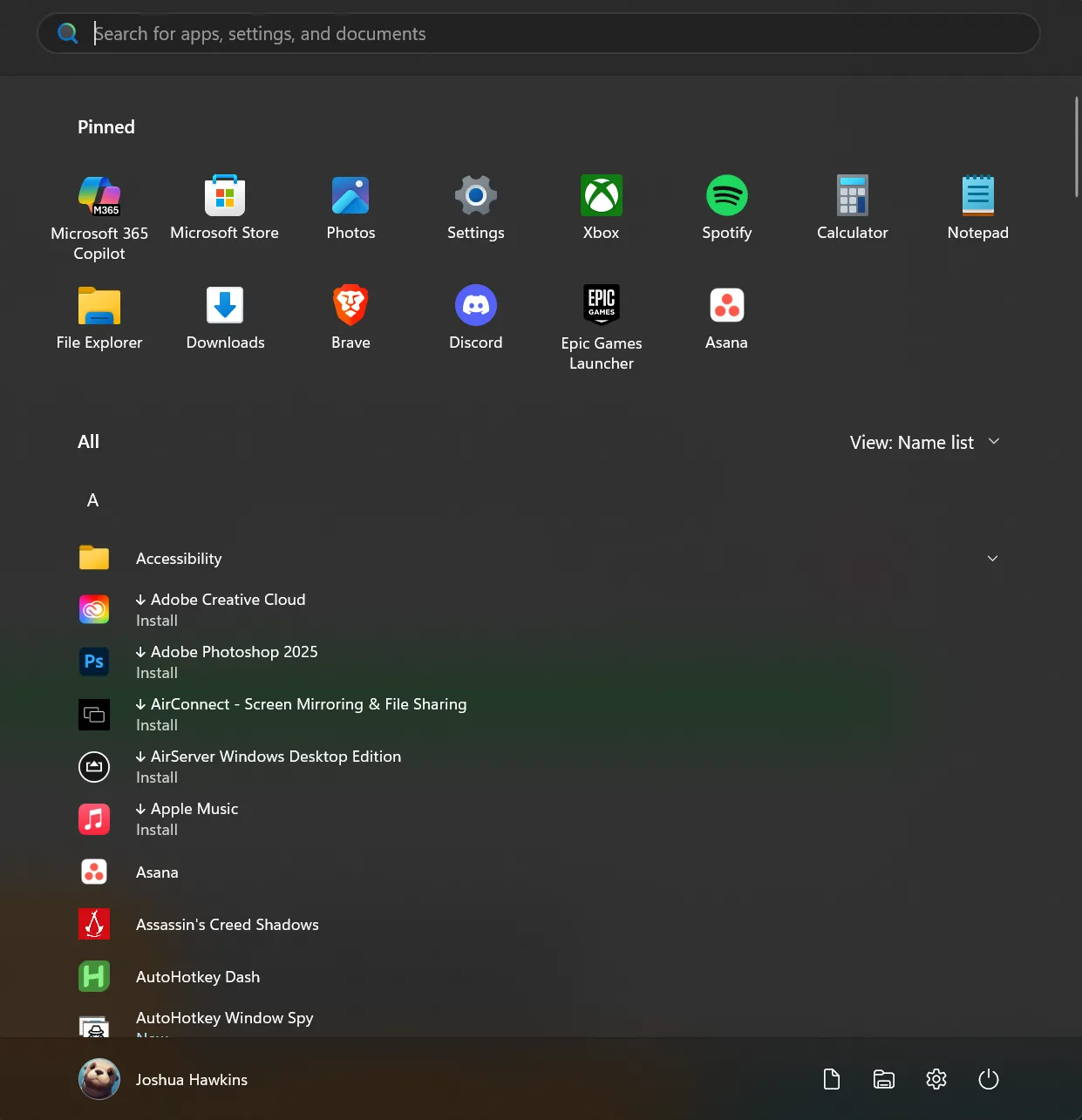 Giao diện Start Menu Windows 11 mới trên bản Insider hiển thị danh sách tất cả ứng dụng trực tiếp