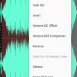 Giao diện sử dụng chức năng chỉnh sửa âm thanh trên ứng dụng WaveEditor Android