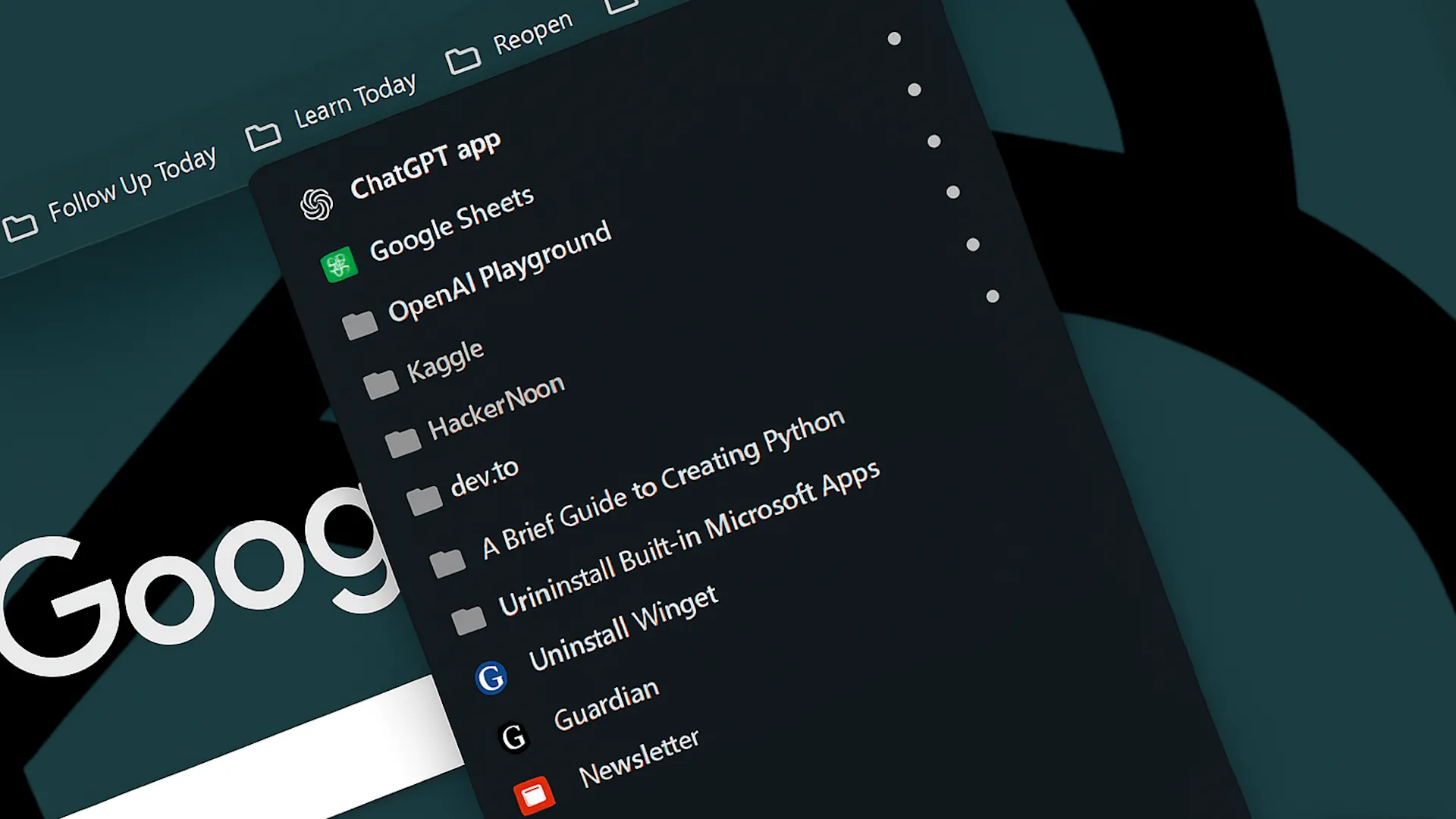 Giao diện thanh đánh dấu trang (bookmark bar) trong trình duyệt Google Chrome