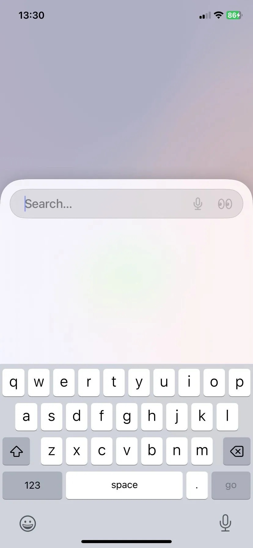 Giao diện thanh địa chỉ và tìm kiếm tối giản của trình duyệt Arc Search trên iPhone