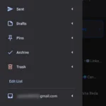 Giao diện thanh điều hướng bên trái (sidebar) của ứng dụng Spark Mail trên Android, hiển thị các thư mục email chính.