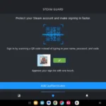 Giao diện thêm bộ xác thực Steam Guard trên ứng dụng Steam Mobile