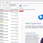 Giao diện Thunderbird với email đang mở, thể hiện tính năng tabbed email