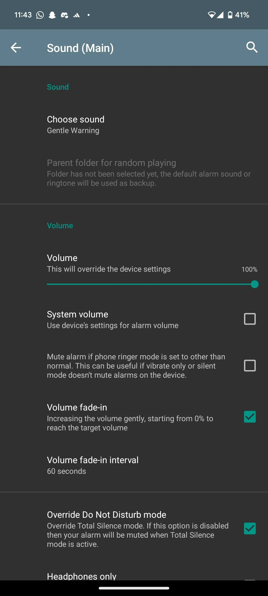 Giao diện tính năng đánh thức nâng cao của ứng dụng AMdroid