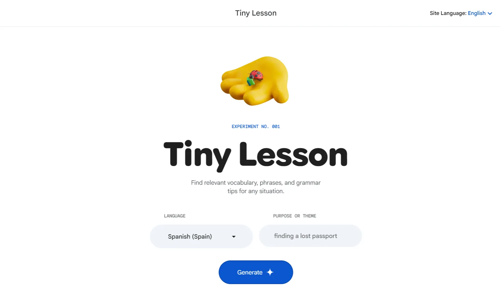 Giao diện Tiny Lesson của Google Little Language Lessons mô phỏng hội thoại học ngôn ngữ