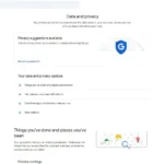 Giao diện tổng quan bảng điều khiển quyền riêng tư Google trong cài đặt tài khoản