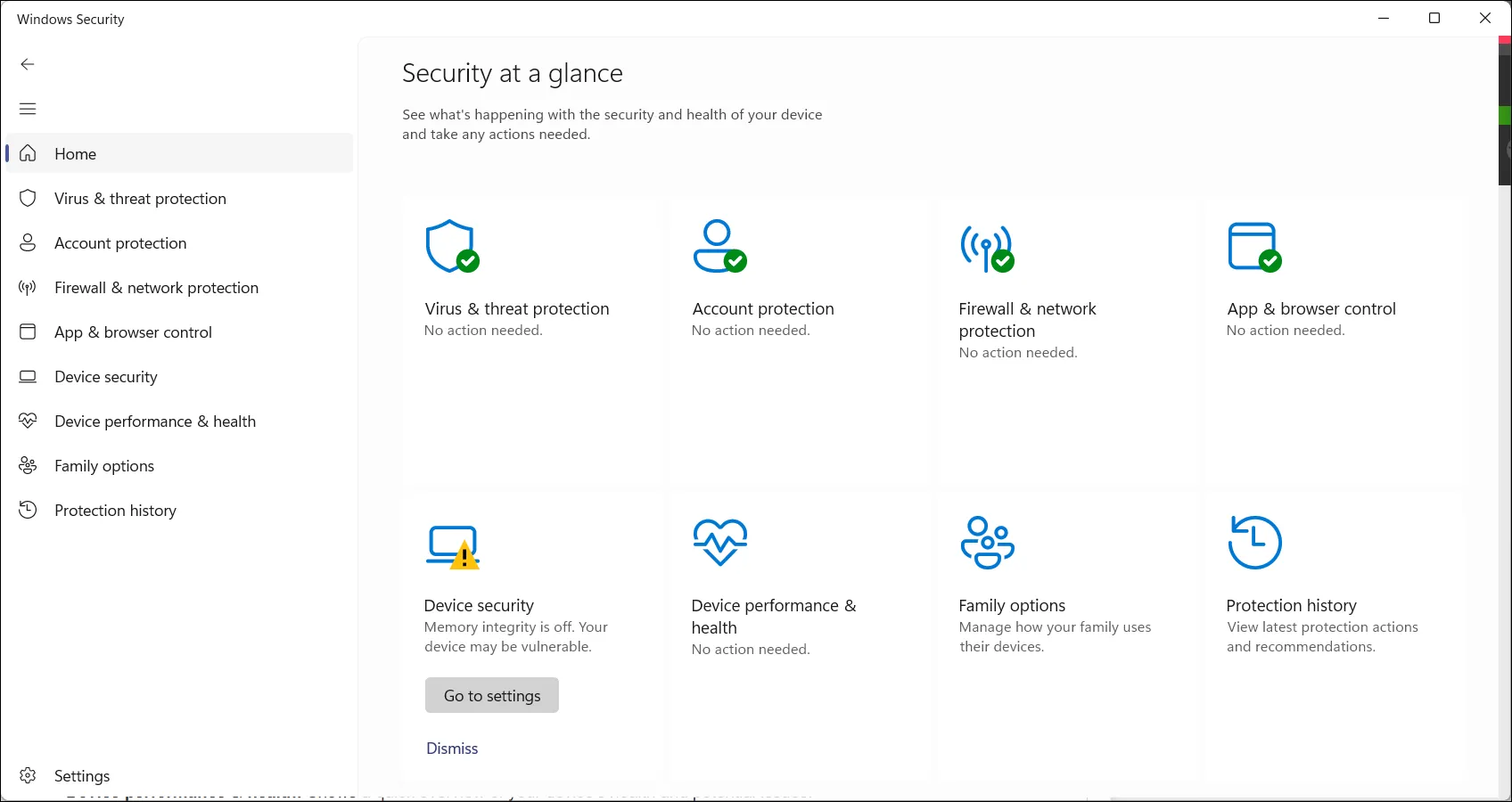 Giao diện tổng quan và các tính năng chính của Windows Security trên Windows 11