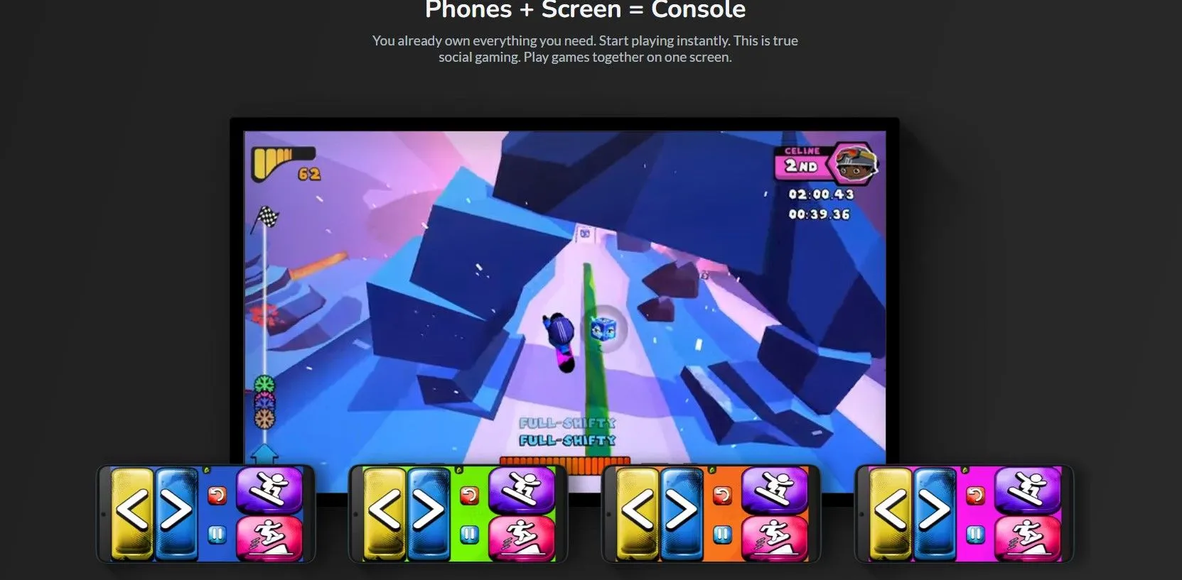 Giao diện trang chủ nền tảng chơi game AirConsole, biến điện thoại thành tay cầm điều khiển