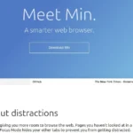 Giao diện trang chủ trình duyệt Min Browser đơn giản và tập trung