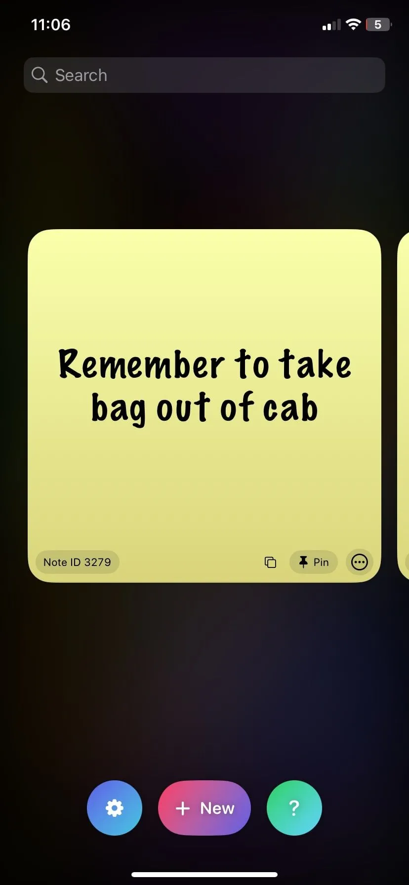 Giao diện trang chủ ứng dụng Sticky Widgets