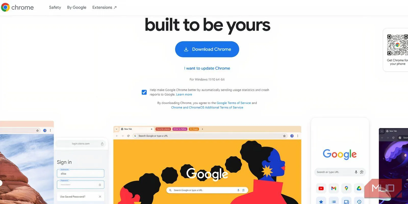 Giao diện trang tải Google Chrome được hiển thị trong trình duyệt để thử nghiệm tính năng Generative Erase