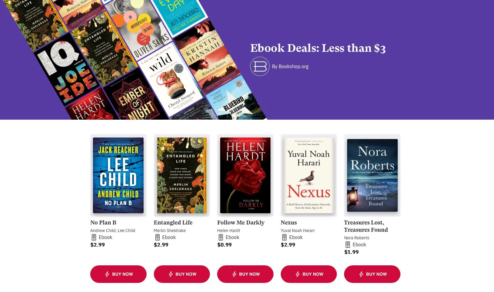 Giao diện trang web Bookshop.org - nền tảng ebook hỗ trợ hiệu sách