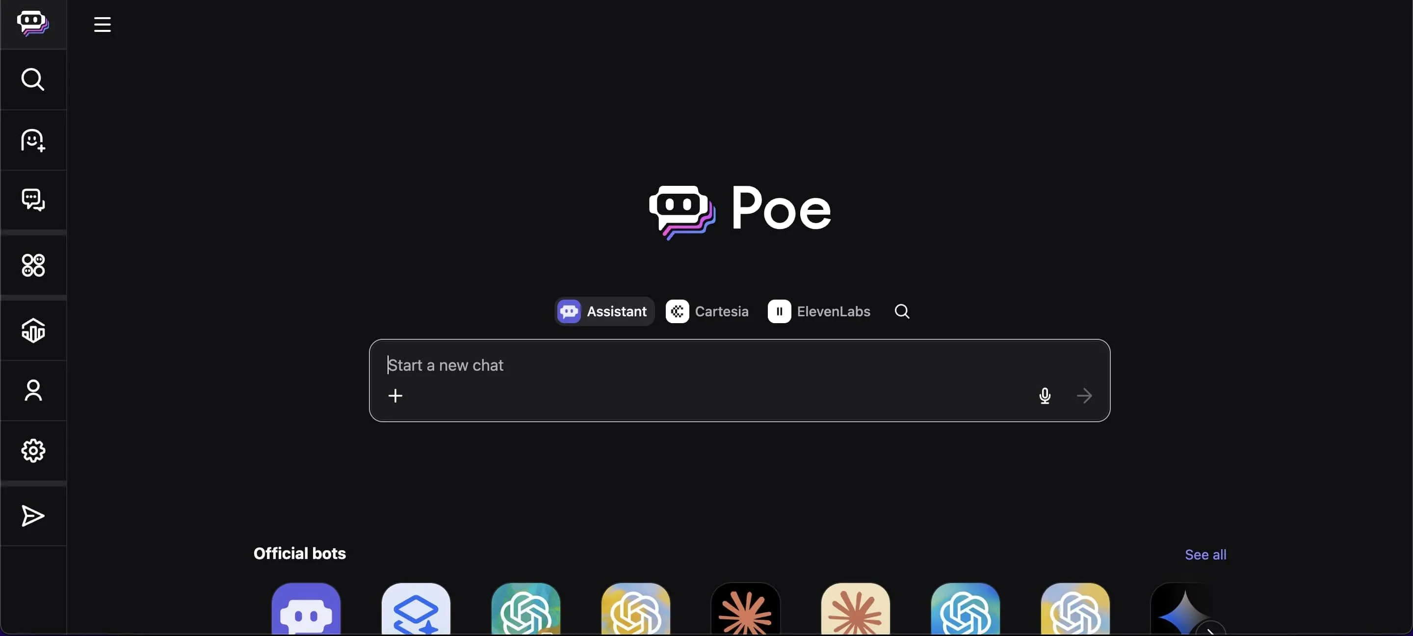 Giao diện trò chuyện Poe của Quora