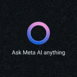 Giao diện trống của Meta AI trong ứng dụng WhatsApp, thể hiện sự xuất hiện của nút AI.