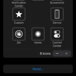 Giao diện tùy chỉnh menu AssistiveTouch trên iPhone để thêm chức năng chụp màn hình.