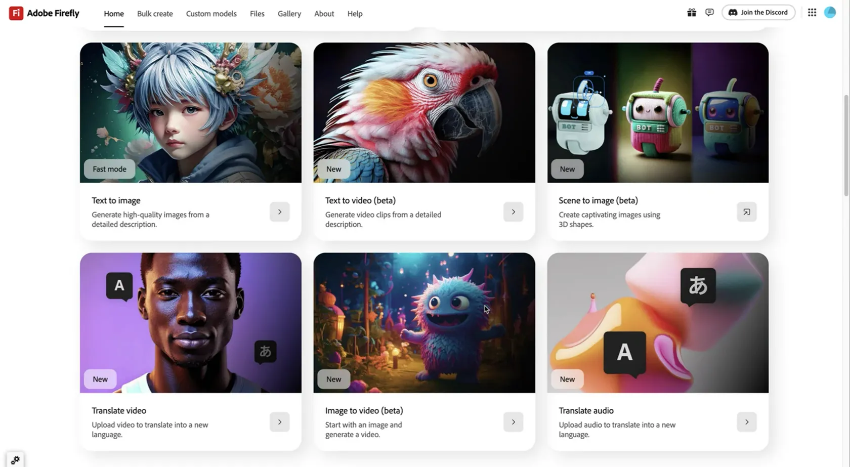 Giao diện ứng dụng web Adobe Firefly