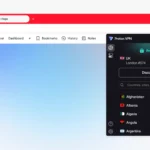 Giao diện Vivaldi hiển thị nút kết nối Proton VPN