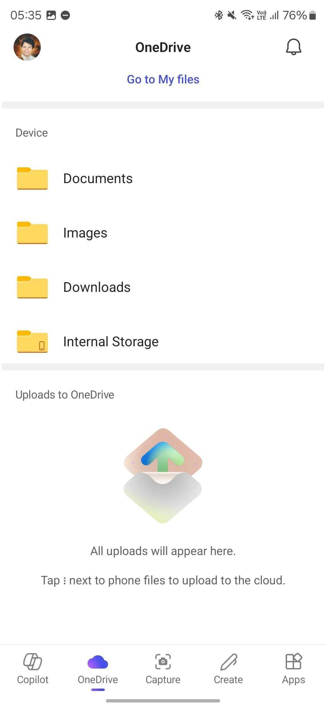 Giao diện xem các tệp OneDrive trong ứng dụng M365 Copilot