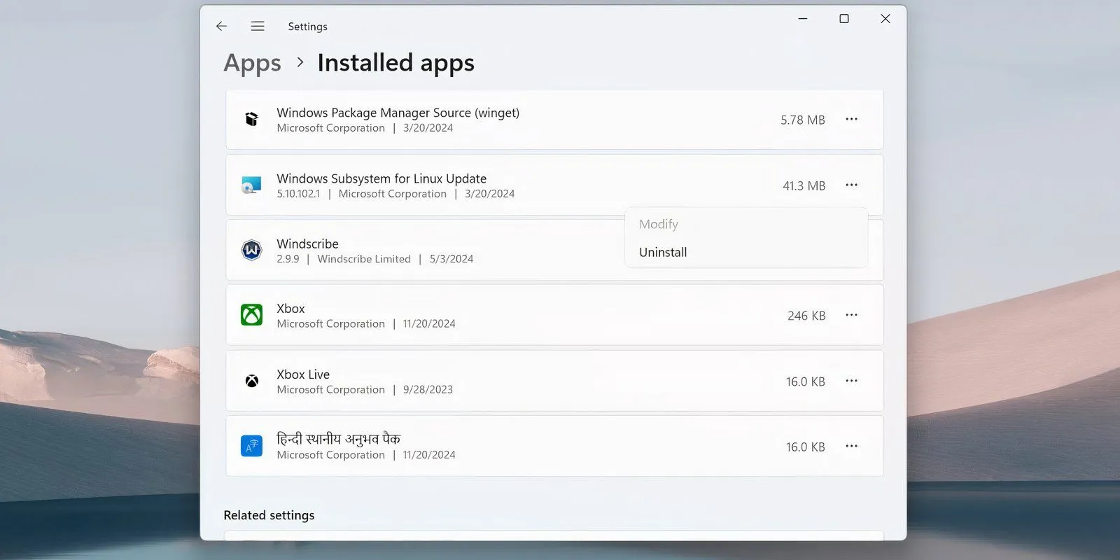 Gỡ bỏ ứng dụng Windows Subsystem for Linux (WSL) từ danh sách ứng dụng đã cài đặt trên Windows