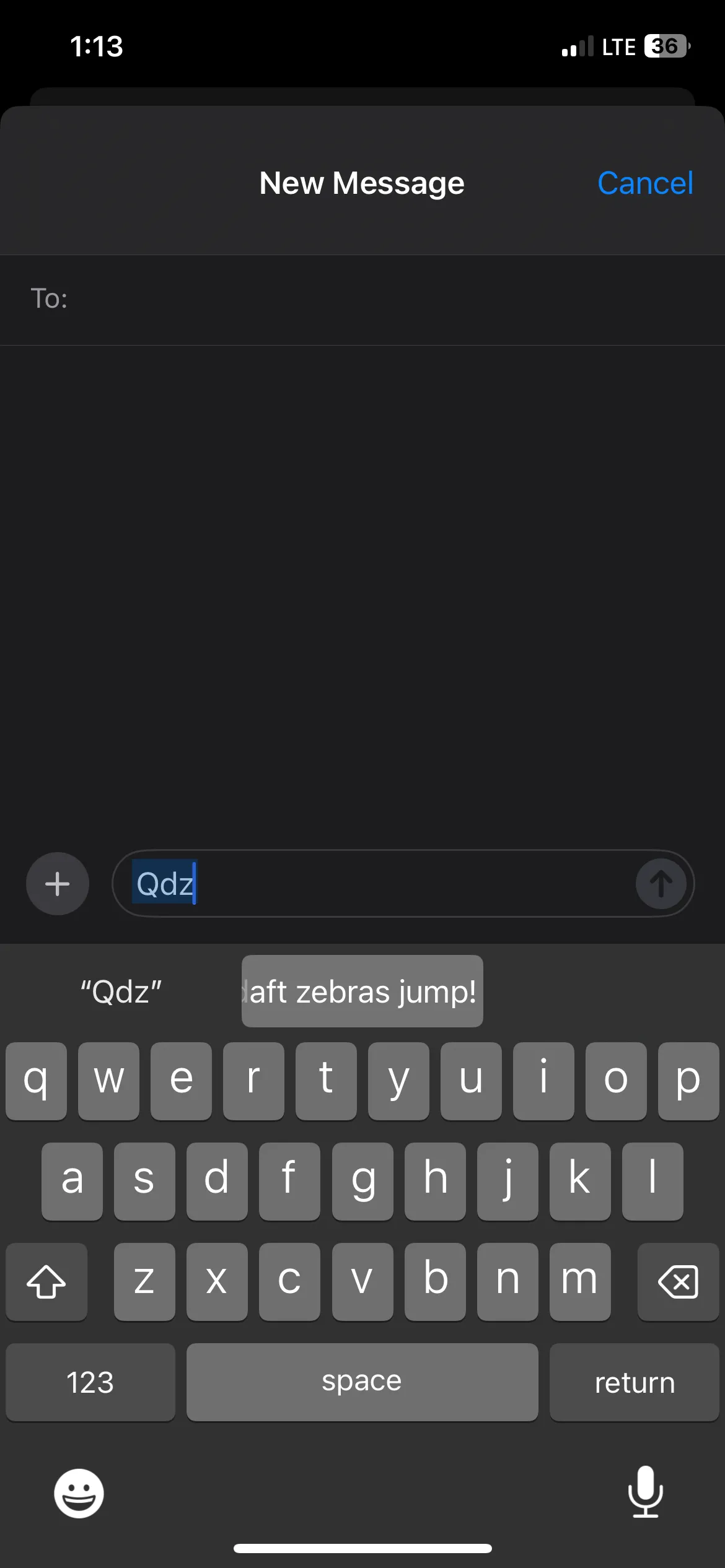 Gợi ý thay thế văn bản hiển thị sau khi người dùng nhập mã tắt &quot;qbz&quot; trên iPhone