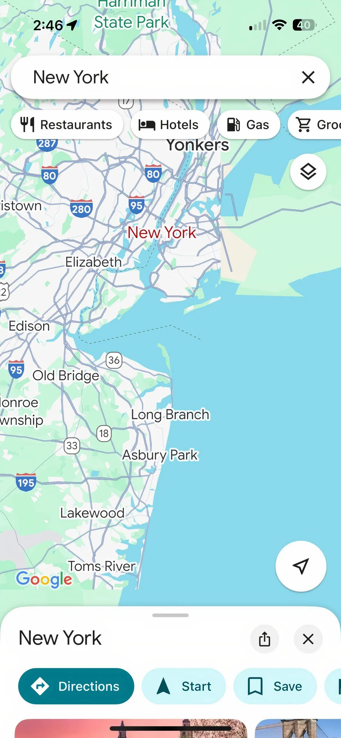Google Maps: Ứng dụng hiển thị bản đồ khu vực New York