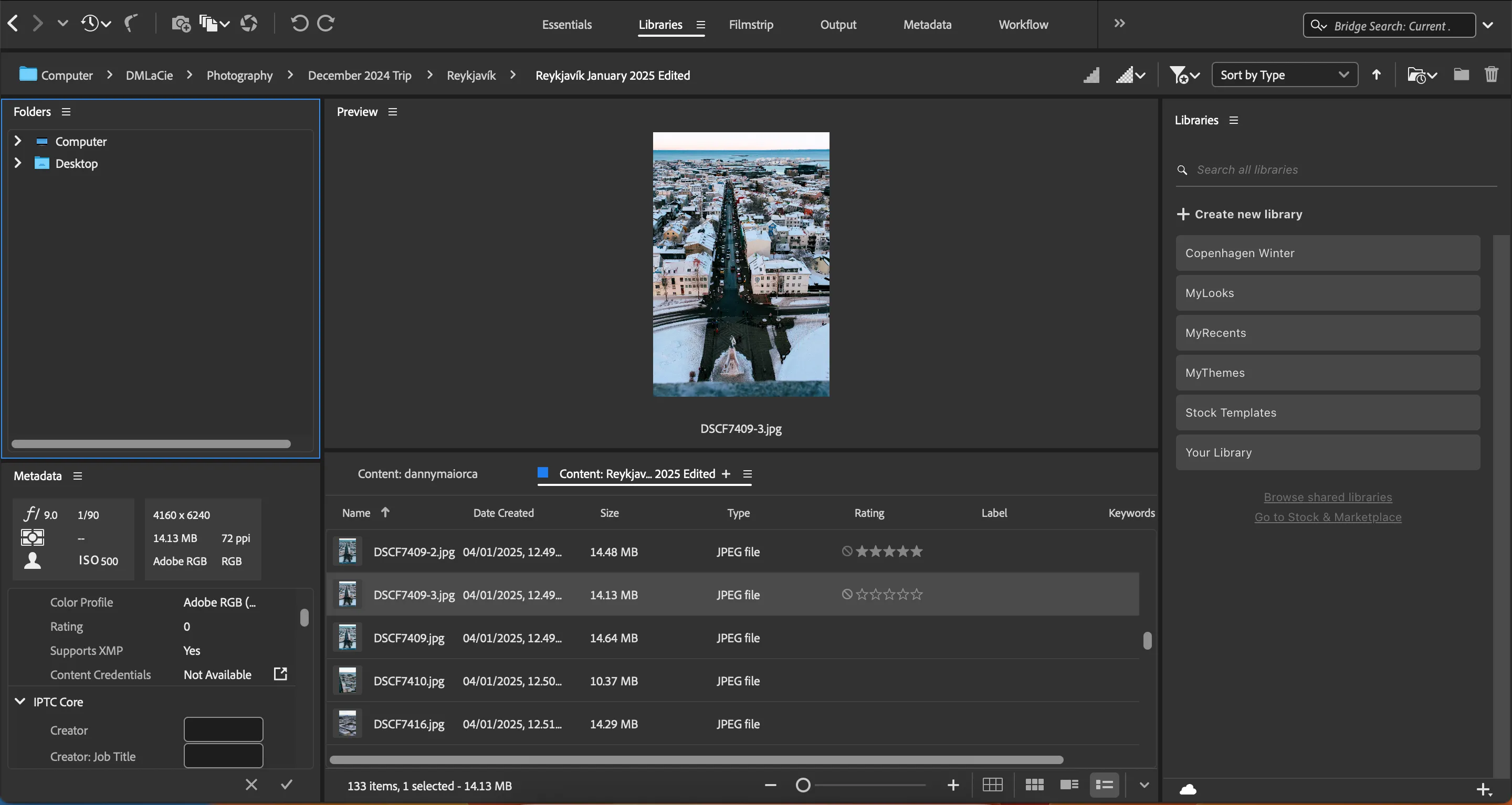 Hệ thống đánh giá sao trong phần mềm quản lý ảnh Adobe Bridge