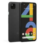 Hình ảnh điện thoại Google Pixel 4a hiển thị mặt trước và mặt sau