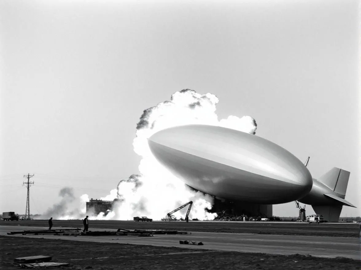 Hình ảnh do AI tạo ra mô tả cảnh khinh khí cầu Hindenburg gặp nạn.
