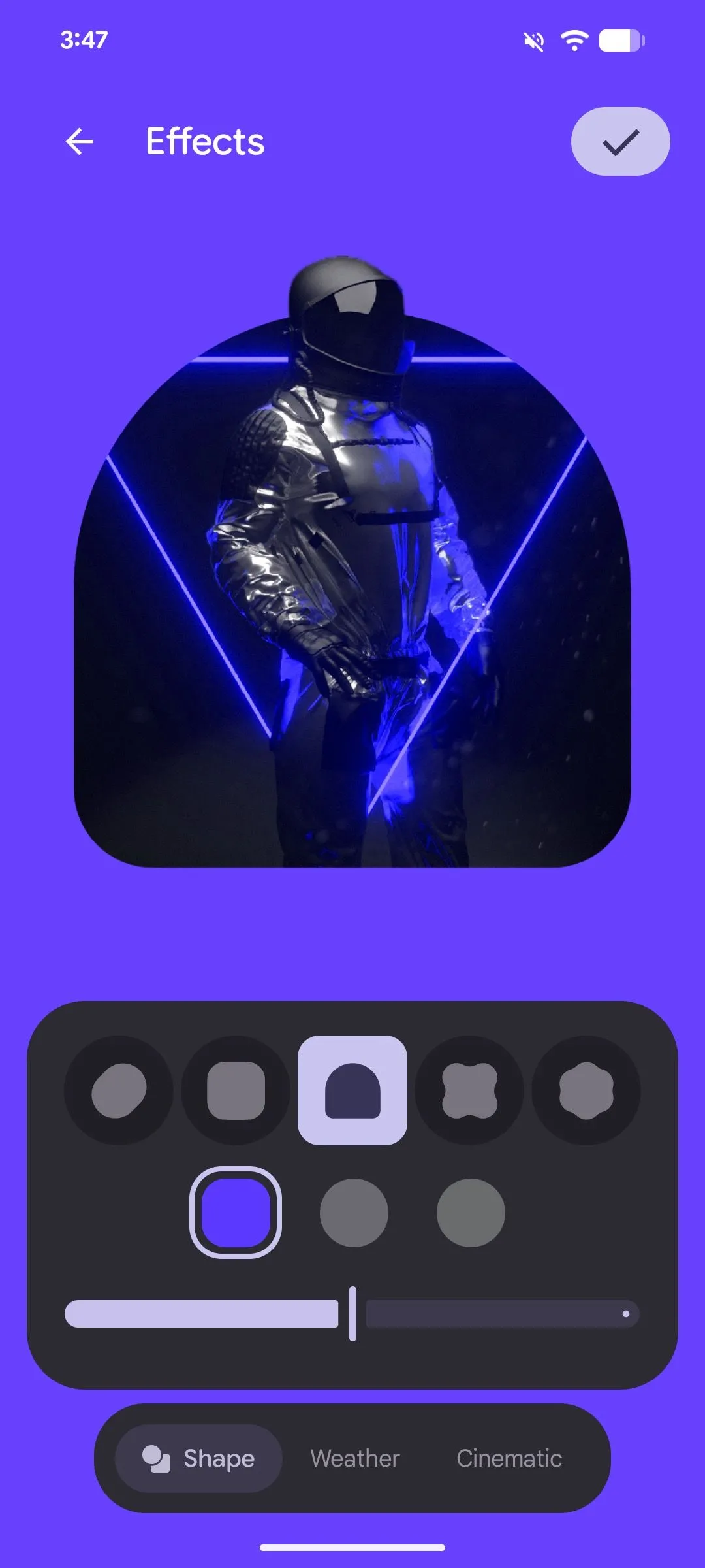 Hình ảnh minh họa hiệu ứng hình dạng (Shape Effect) bo tròn chủ thể trong ảnh trên Android 16