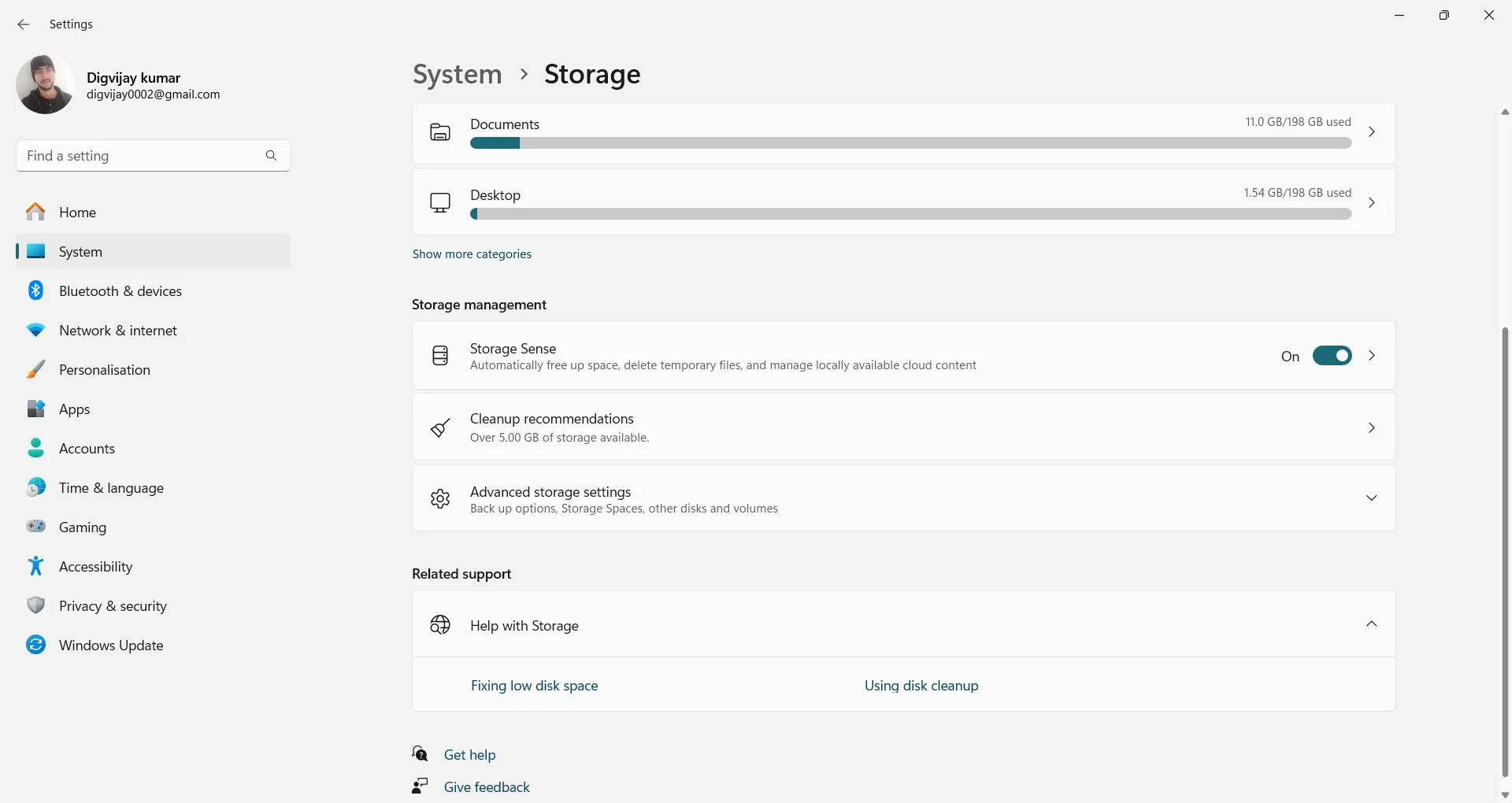 Hướng dẫn bật tính năng Storage Sense để quản lý dung lượng trên Windows 11