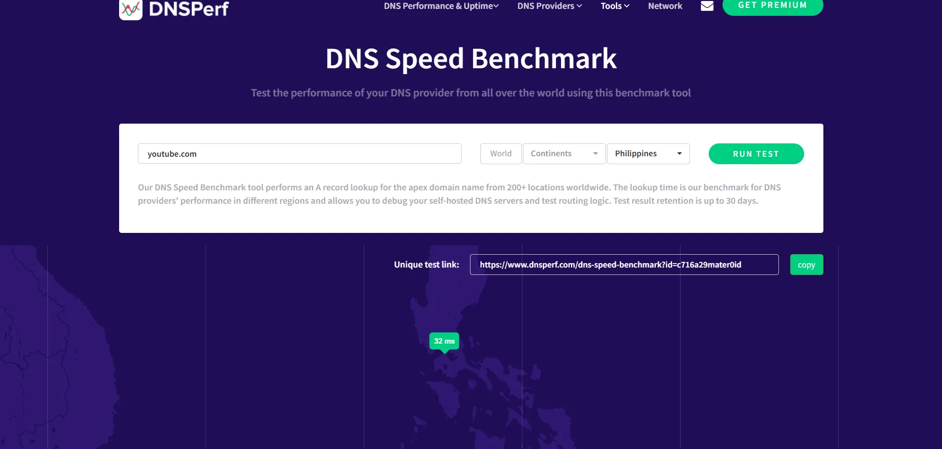 Kết quả kiểm tra tốc độ DNS trên DNSPerf sau khi chuyển sang Google DNS