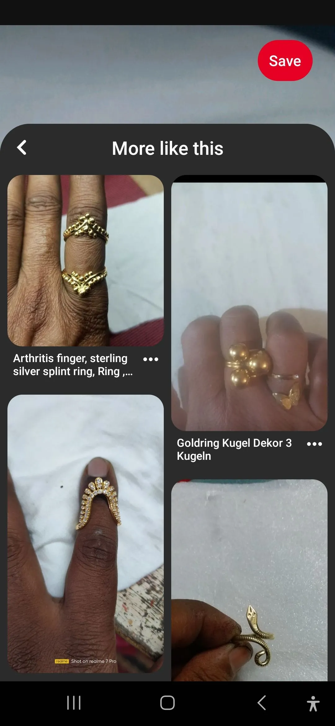 Kết quả tìm kiếm bằng hình ảnh trên Pinterest hiển thị các sản phẩm và thiết kế tương tự
