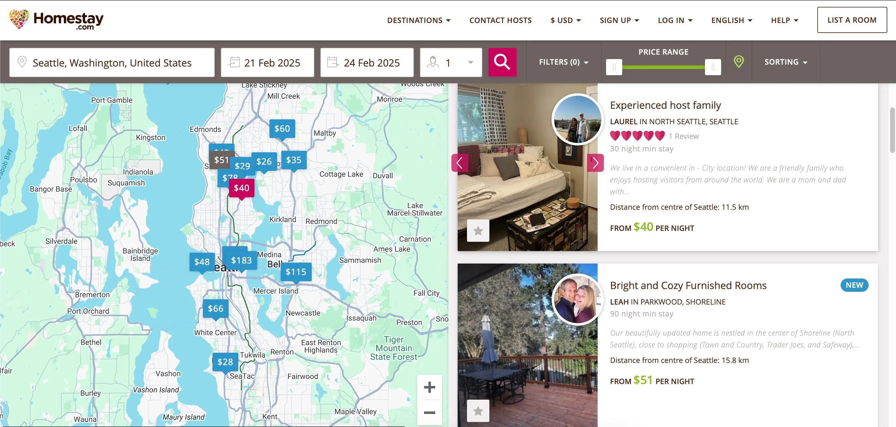 Kết quả tìm kiếm Homestay tại Seattle
