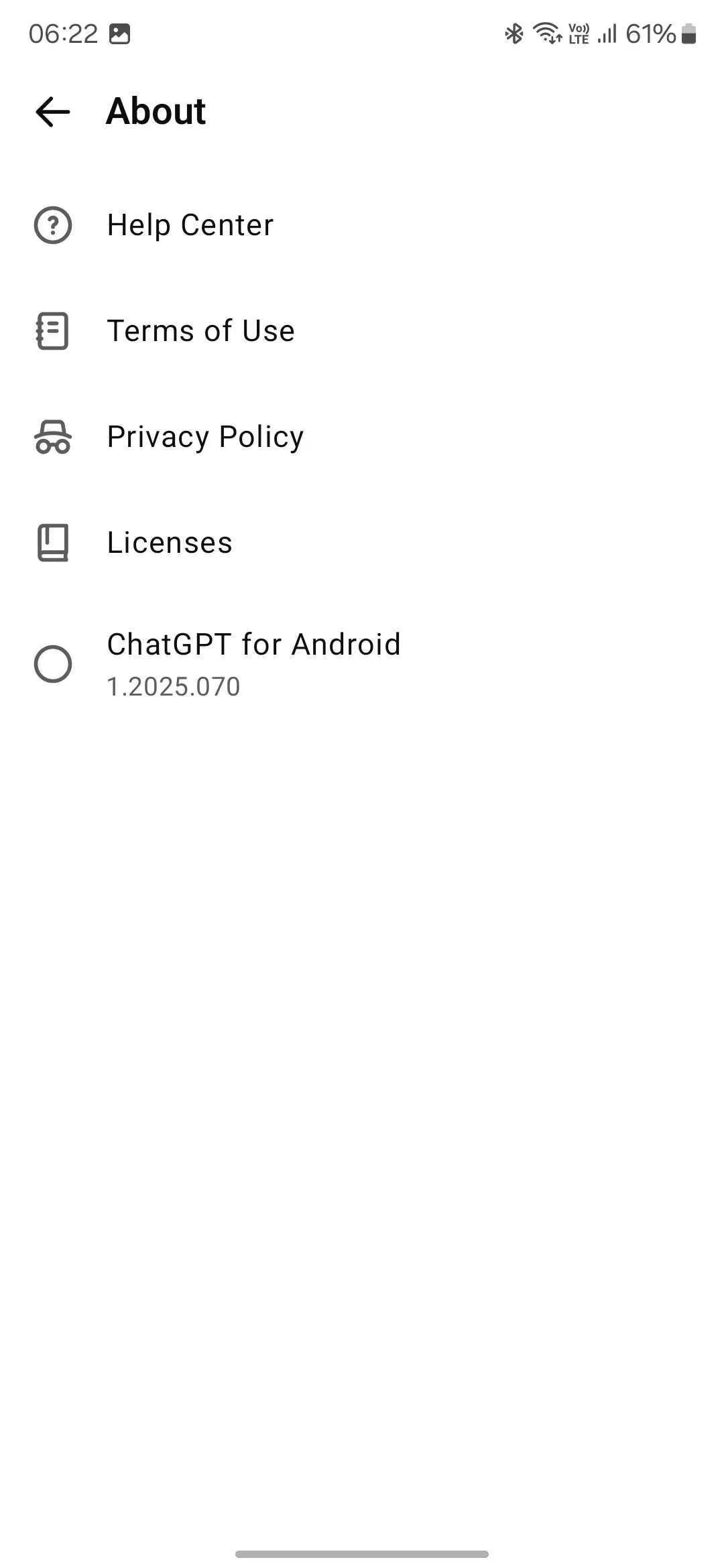 Kiểm tra phiên bản ứng dụng ChatGPT cho Android trong mục About