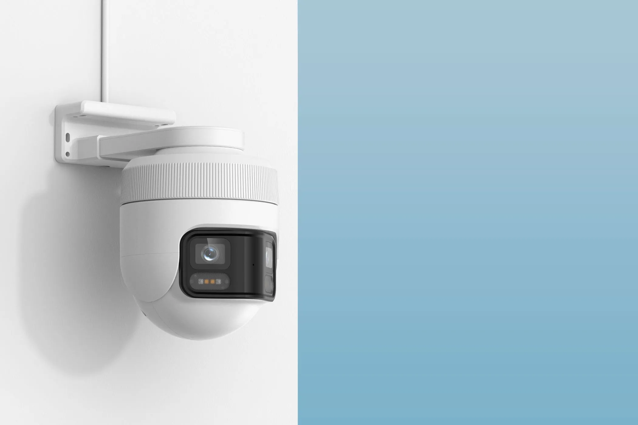 Lắp đặt camera IMILAB EC6 Panorama dễ dàng trên tường ngoài trời với khả năng kết nối linh hoạt.