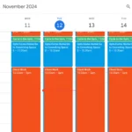 Lịch Google Calendar minh họa cách sắp xếp Time Blocking