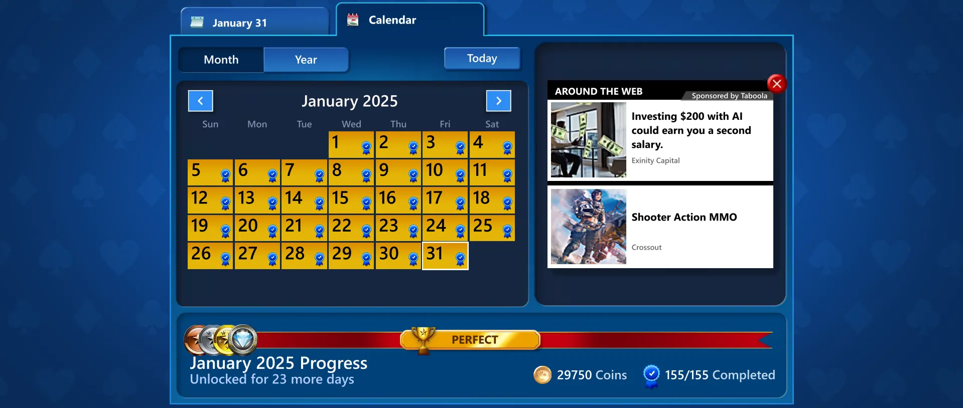 Lịch thử thách hàng ngày Microsoft Solitaire tháng 1 năm 2025 và thông báo thời gian còn lại