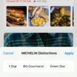 Lọc nhà hàng theo tiêu chí Michelin Distinctions trong Apple Maps