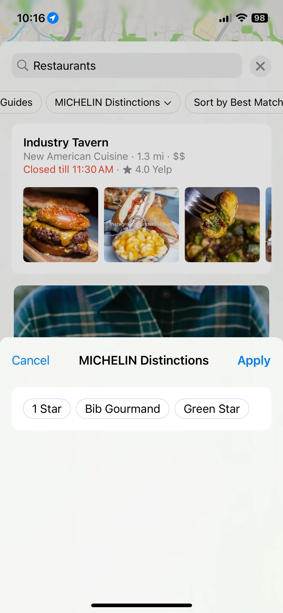 Lọc nhà hàng theo tiêu chí Michelin Distinctions trong Apple Maps