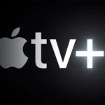 Logo Apple TV+ màu trắng trên nền đen, biểu tượng của dịch vụ xem phim trực tuyến.