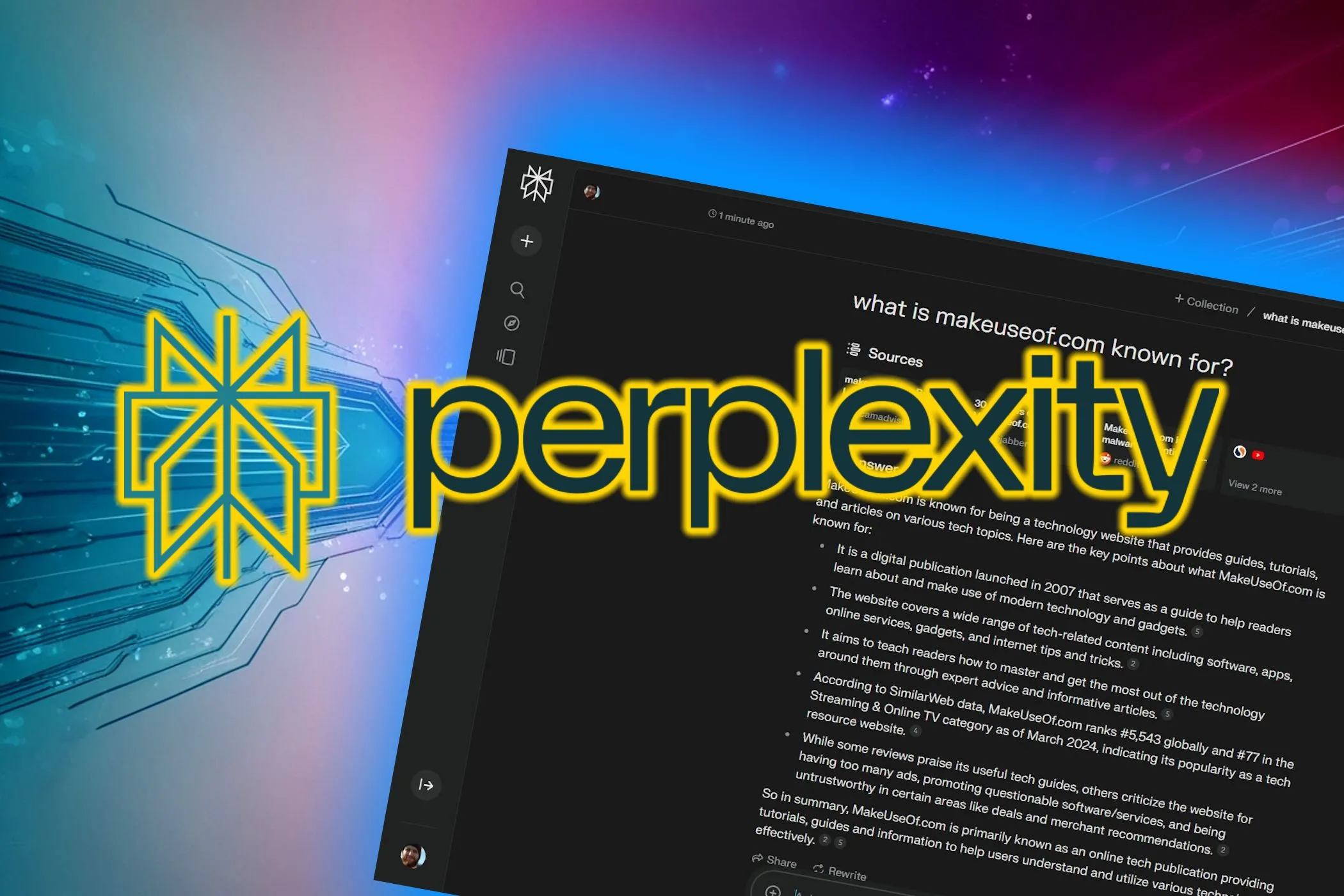 Logo Perplexity trên giao diện ứng dụng Perplexity đầy màu sắc