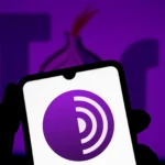 Logo Tor Browser trên nền tím biểu tượng mạng Tor