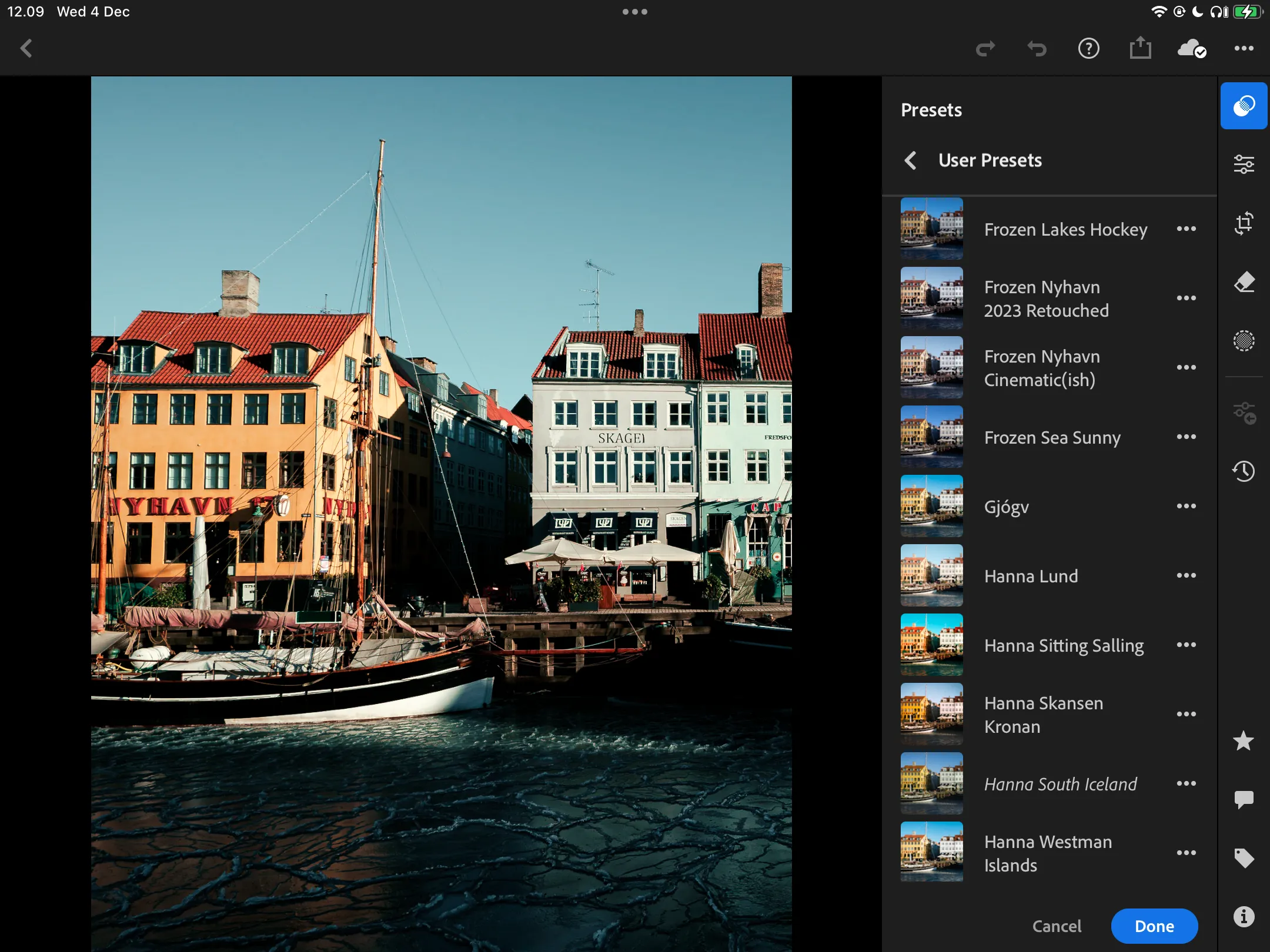 Lựa chọn các preset được đề xuất tự động trong Lightroom CC trên iPad