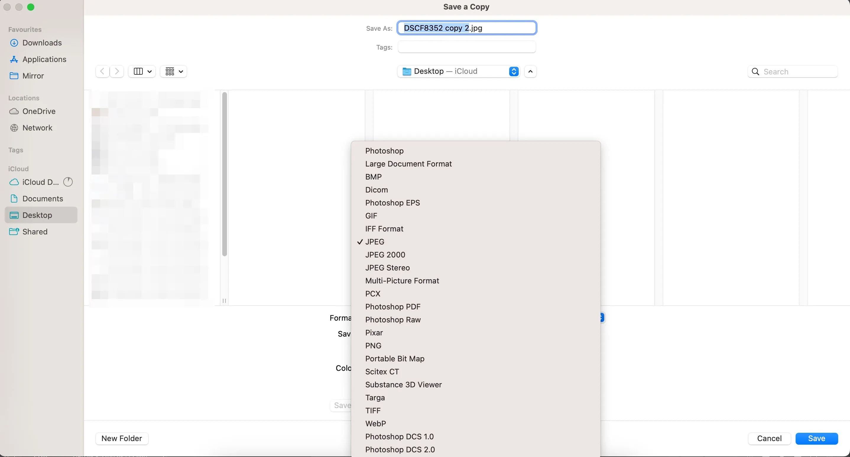 Lưu một bản sao file trong Photoshop dưới định dạng khác để chuyển đổi